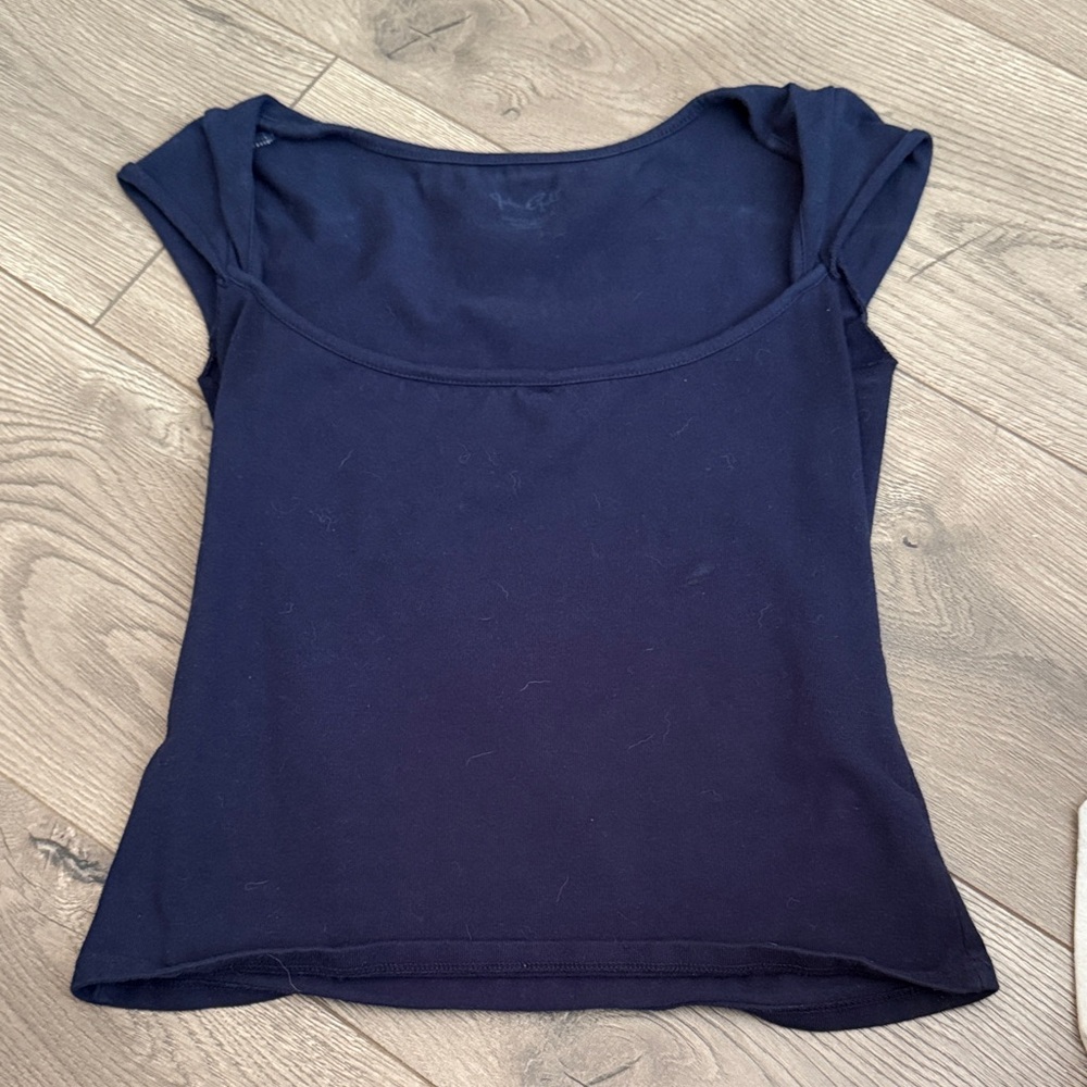 John Galt- Navy Scoop Neck Cap Sleeve Top